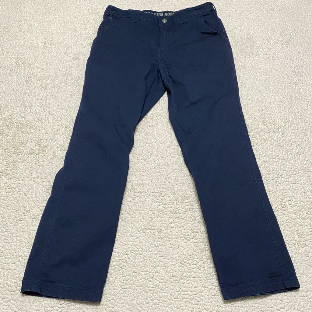 Duluth Trading Navy Blue Flex Fire Hose Relaxed Fit Pants Size 34x32
